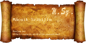 Mácsik Szibilla névjegykártya